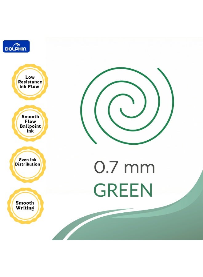 Dolphin GP780 Ballpoint Pens 0.7mm – Smooth Writing Green Ink Ball Pens, Comfortable Grip Office & School Pens, Pack of 36 - Image 3